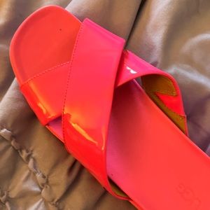 Patent, bright pink slides
